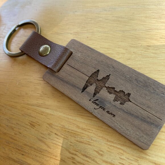 I Love You More Soundwave Wooden Keychain - Picture 1 of 4